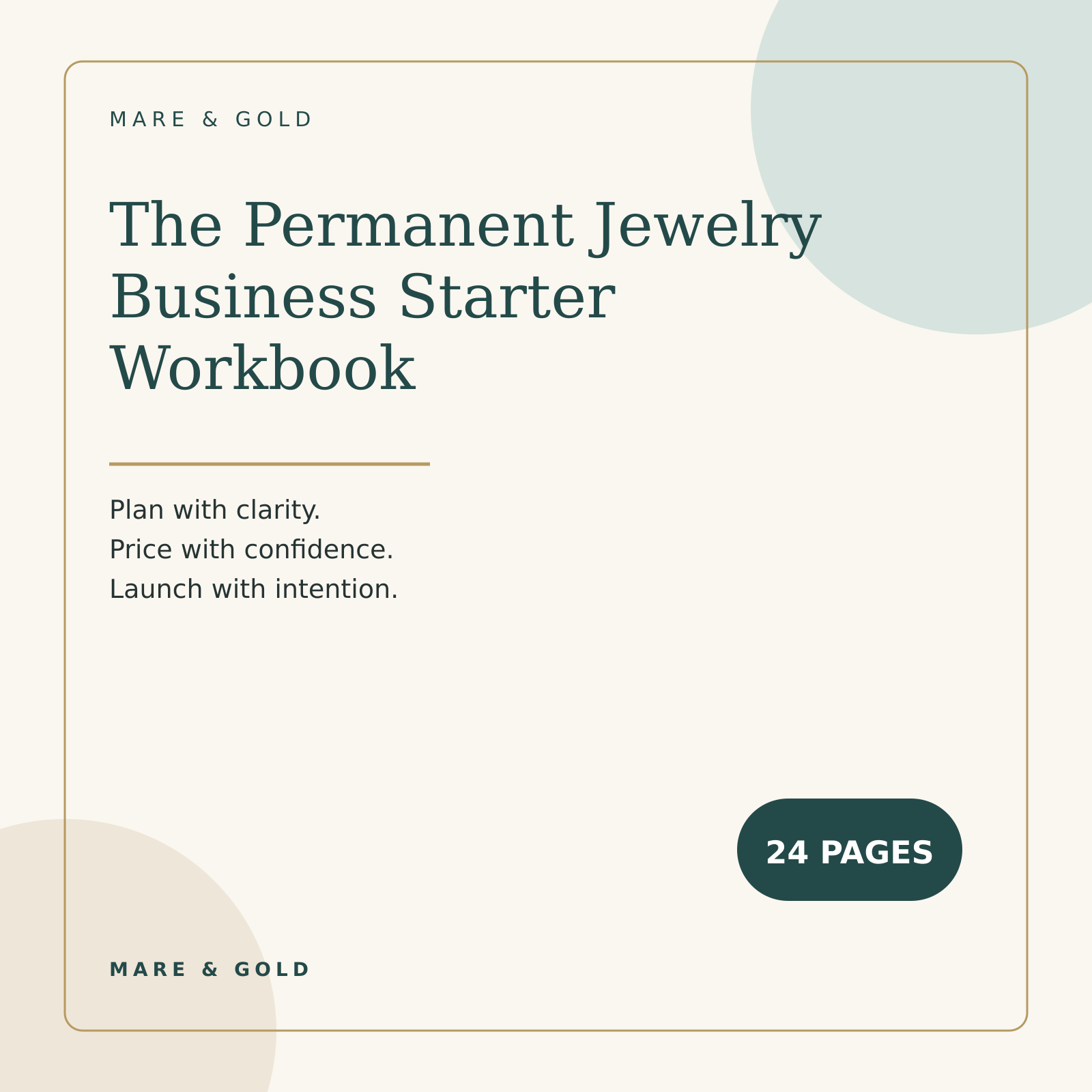 Mare & Gold Permanent Jewelry Business Starter Workbook cover