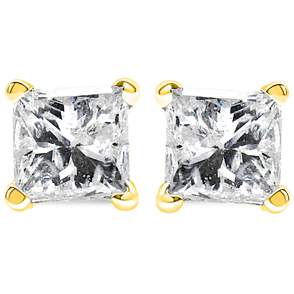 Side view of 14K gold diamond studs