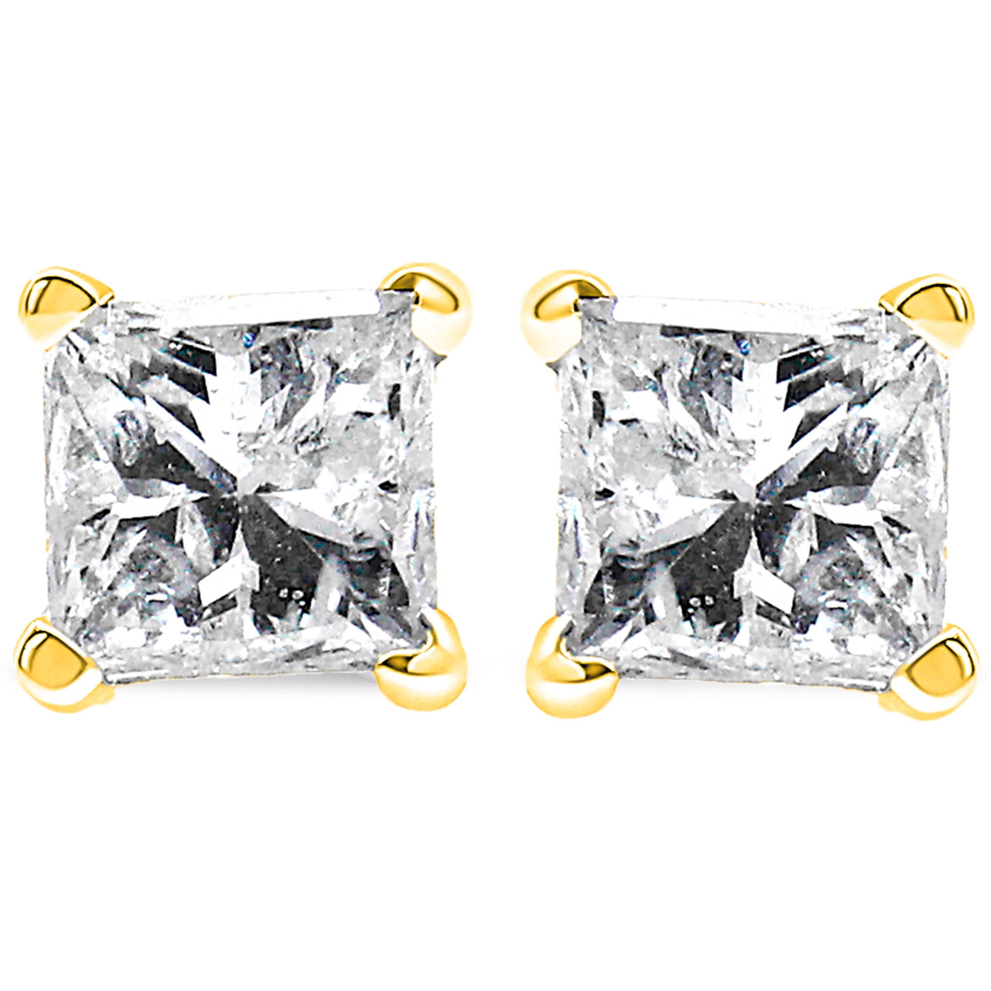 Side view of 14K gold diamond studs