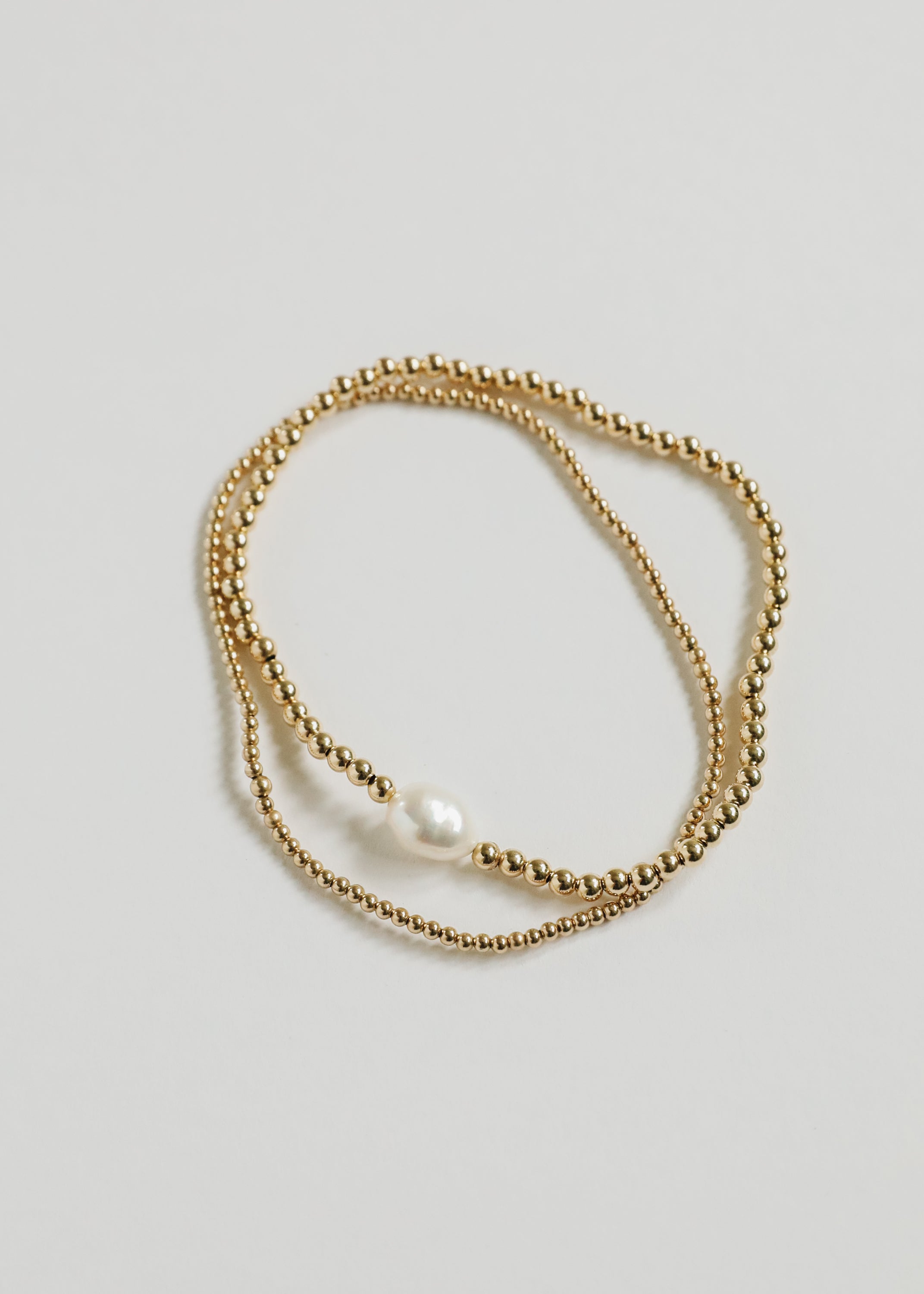14K Gold-Filled Beaded Stretch Anklet