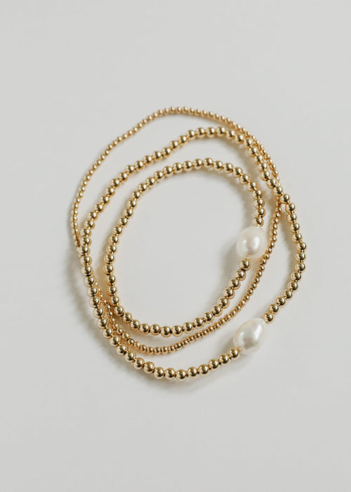 14K Gold-Filled Beaded Stretch Anklet