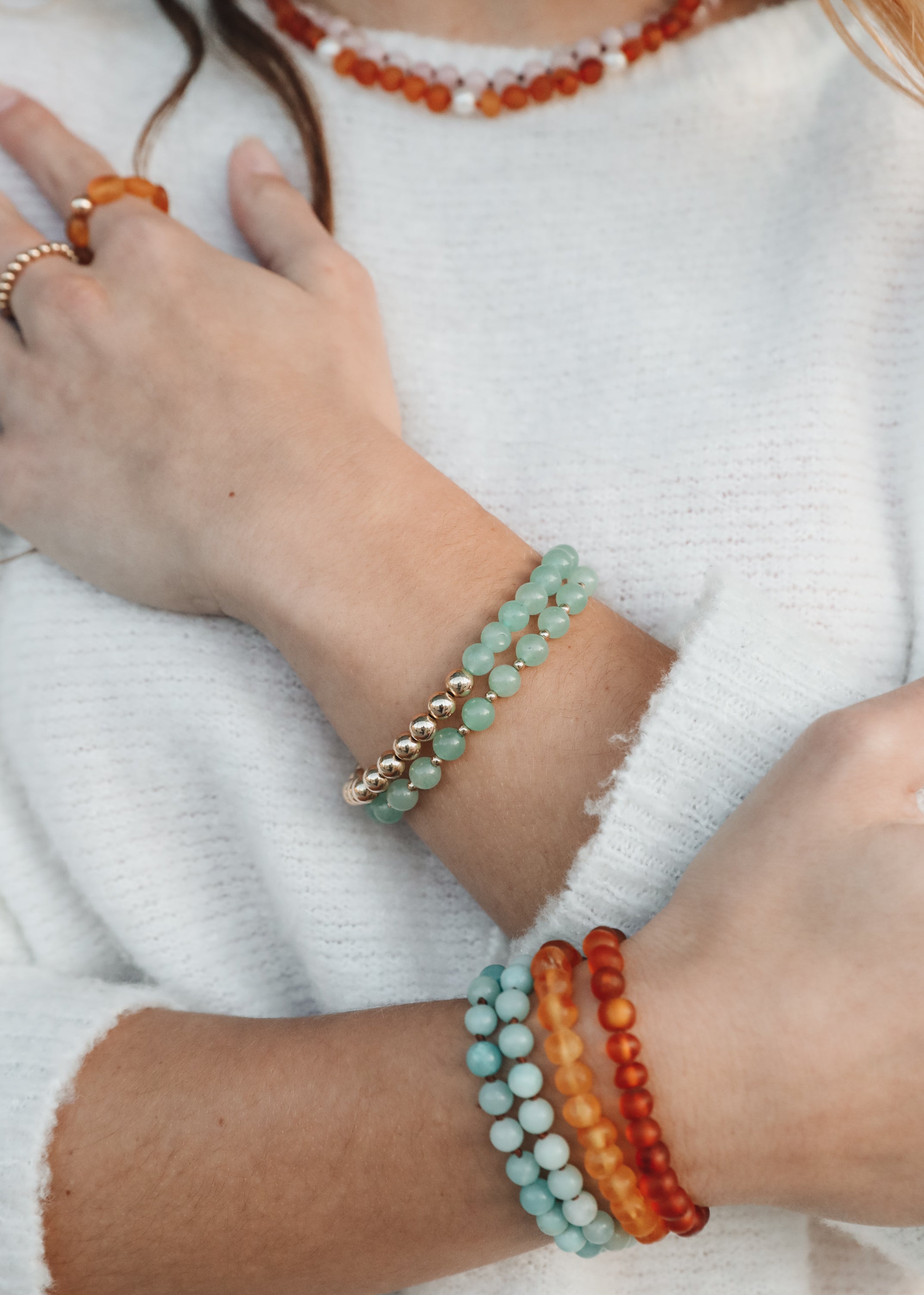 Aventurine and 14K Gold-Filled Beaded Bracelet