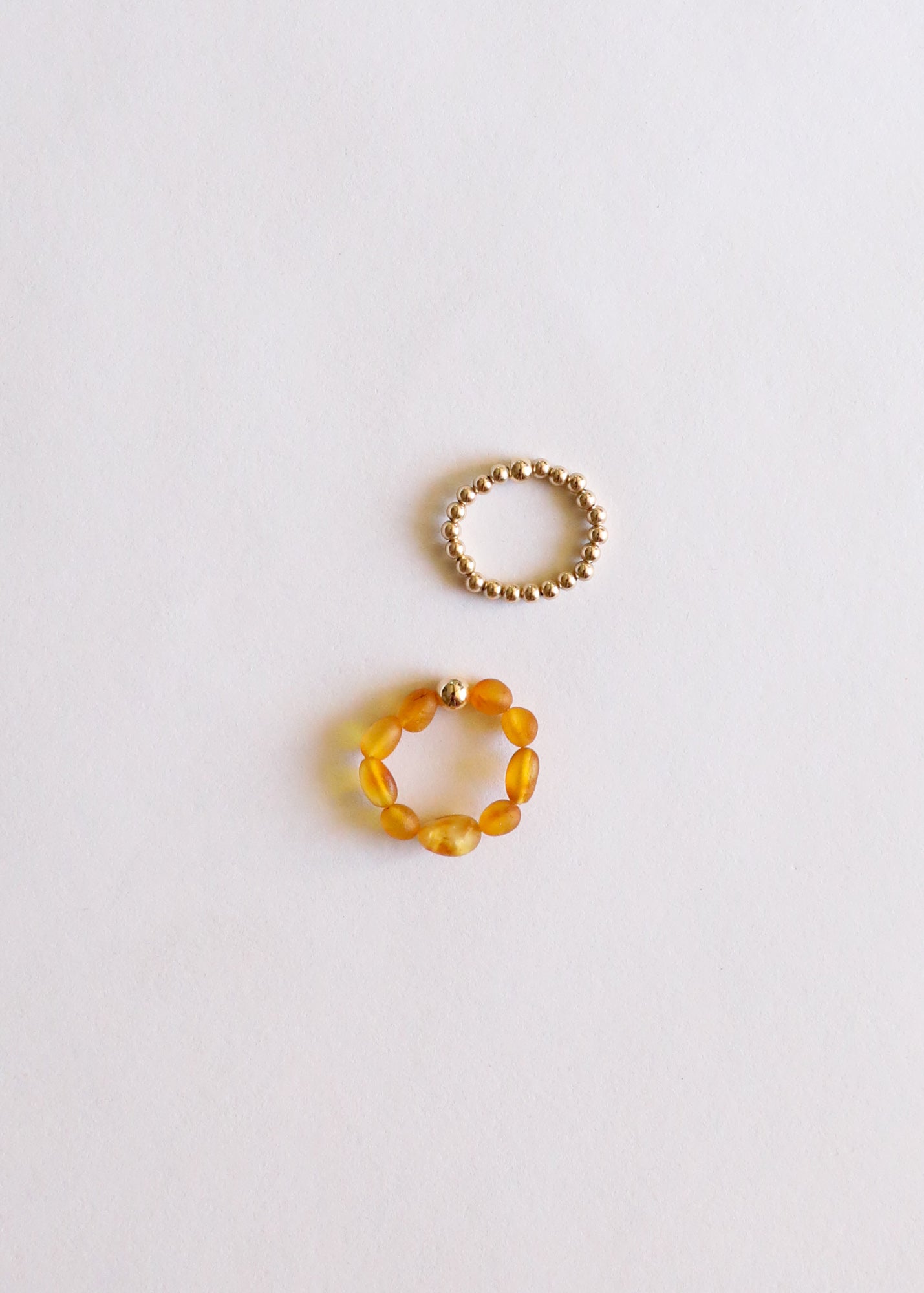 Raw Honey Baltic Amber & 14K Gold-Filled Ring Stack