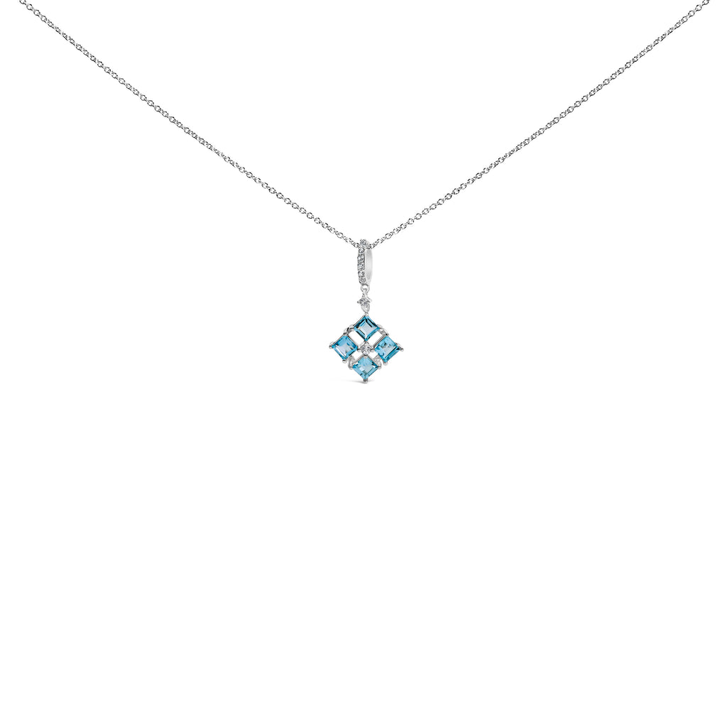 Sterling silver blue topaz and white sapphire pendant necklace