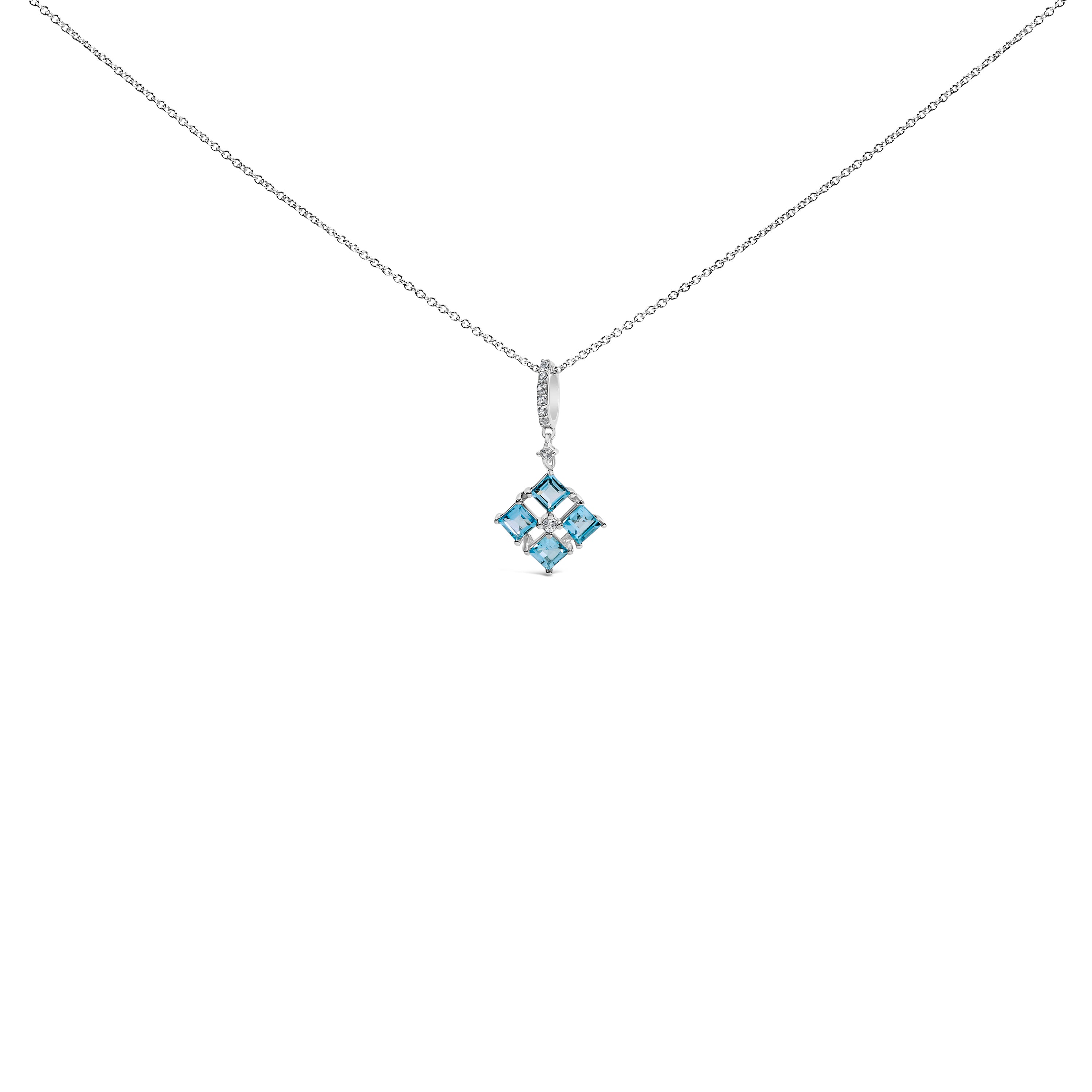 Sterling silver blue topaz and white sapphire pendant necklace