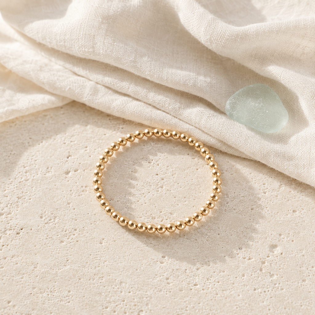 14K gold-filled stretch bracelet or anklet in Mare & Gold coastal styling