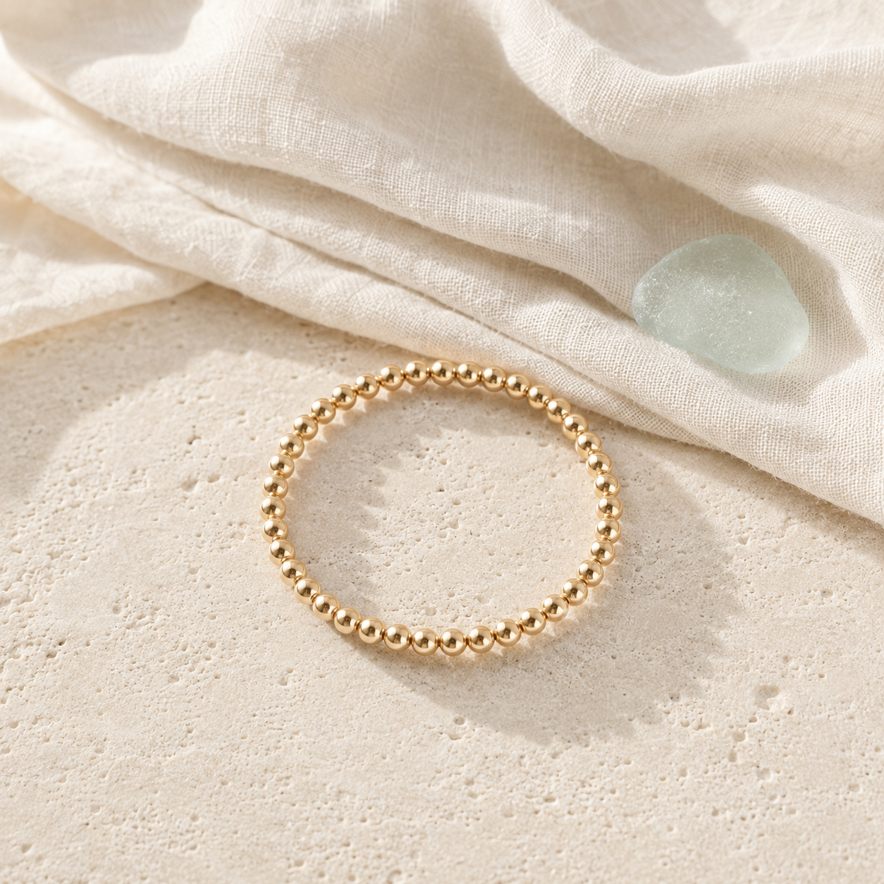 14K gold-filled stretch bracelet or anklet in Mare & Gold coastal styling