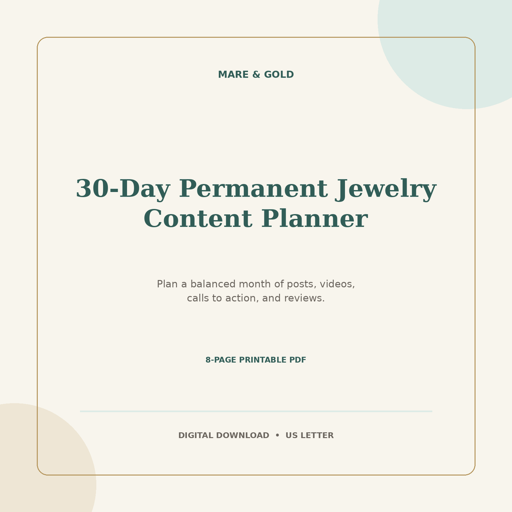 30-Day Permanent Jewelry Content Planner included in the bundle