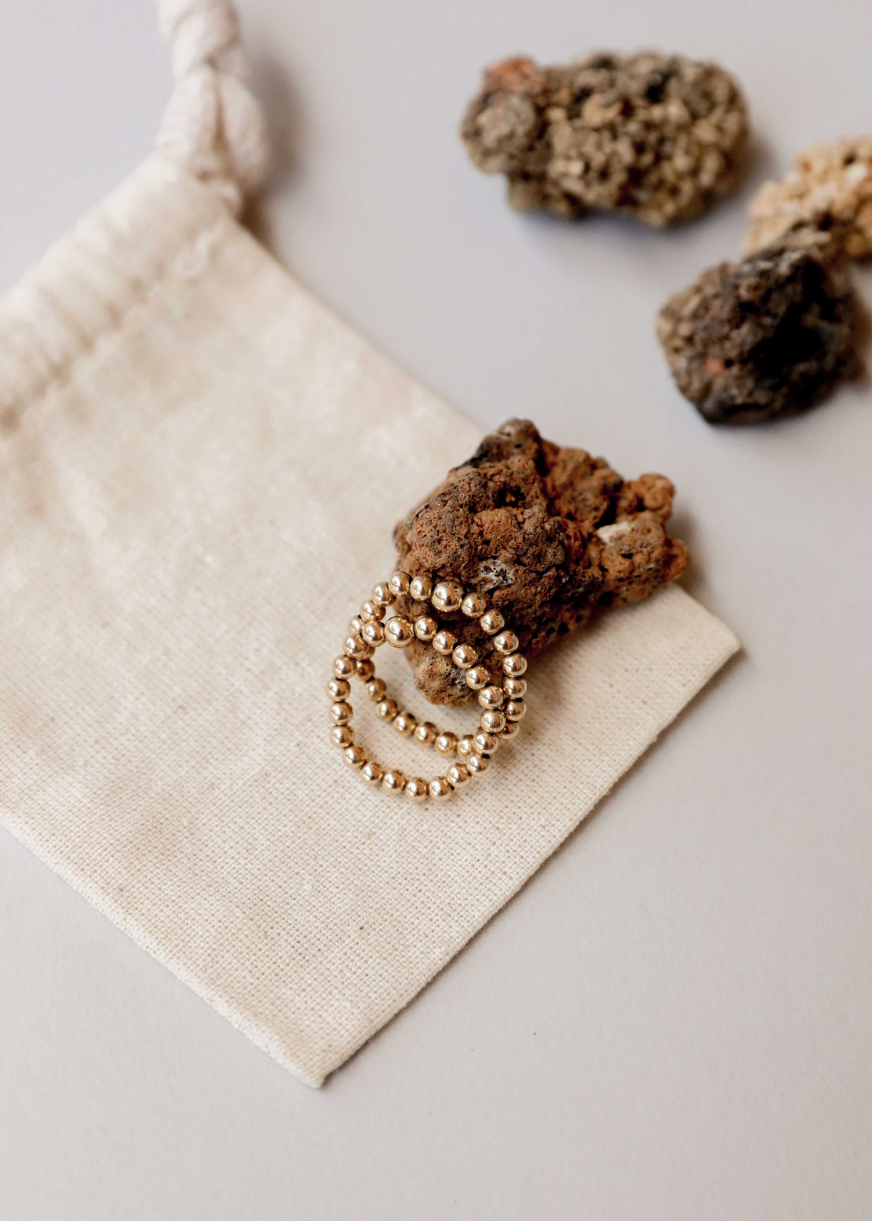 14K Gold-Filled Beaded Stretch Ring
