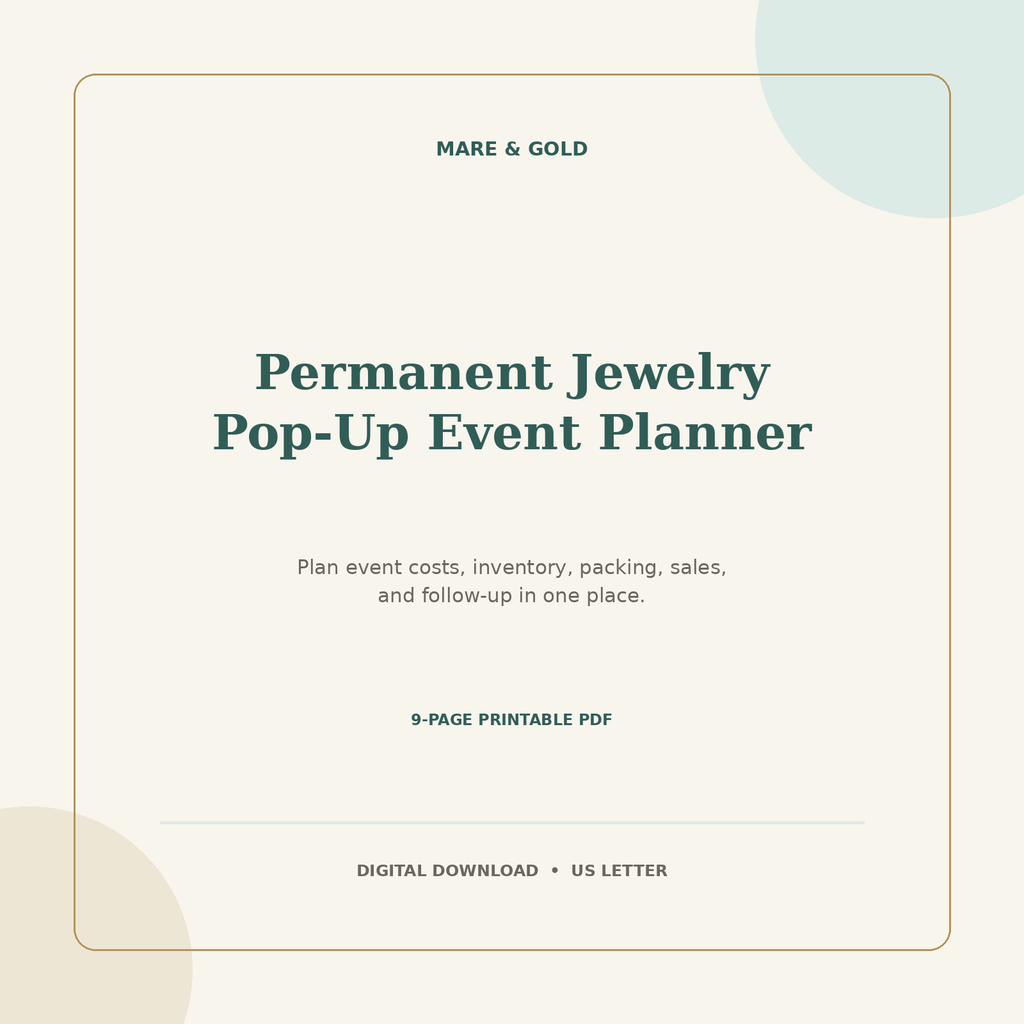 Permanent Jewelry Pop-Up Event Planner included in the bundle