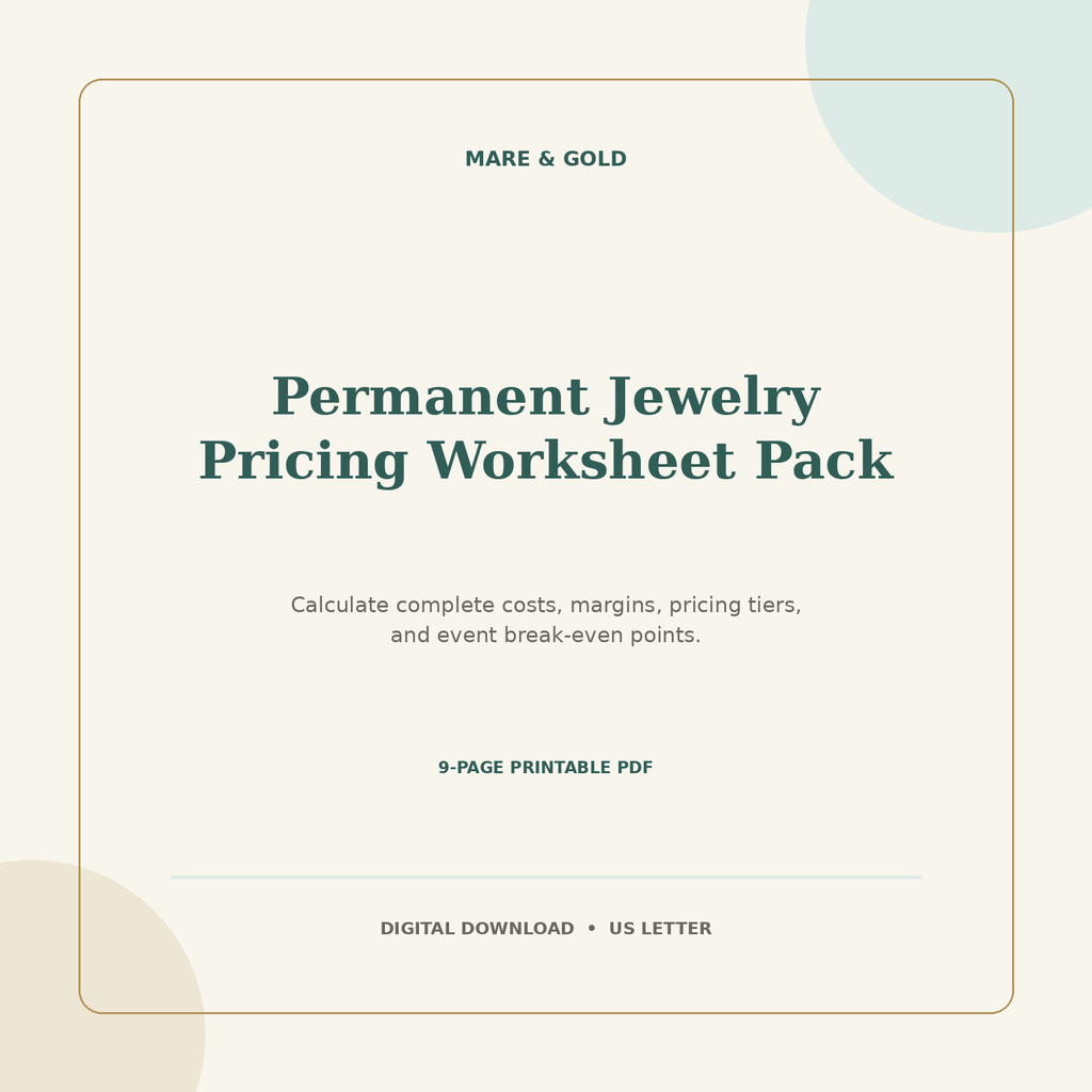 Permanent Jewelry Pricing Worksheet Pack included in the bundle