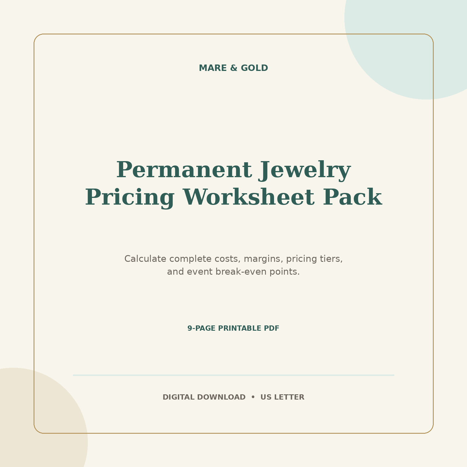 Permanent Jewelry Pricing Worksheet Pack included in the bundle