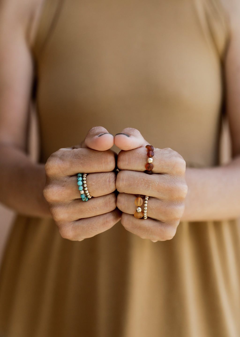 14K Gold-Filled Beaded Stretch Ring