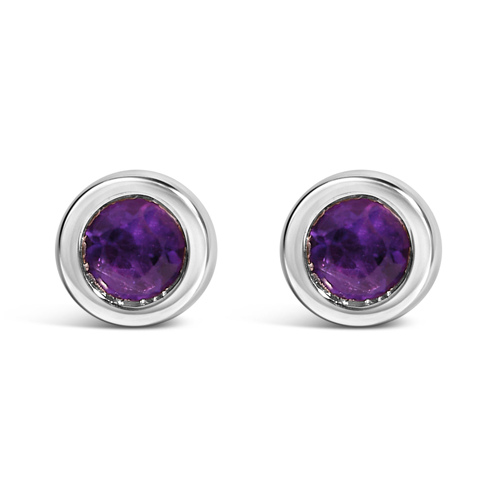 Sterling silver purple amethyst stud earrings