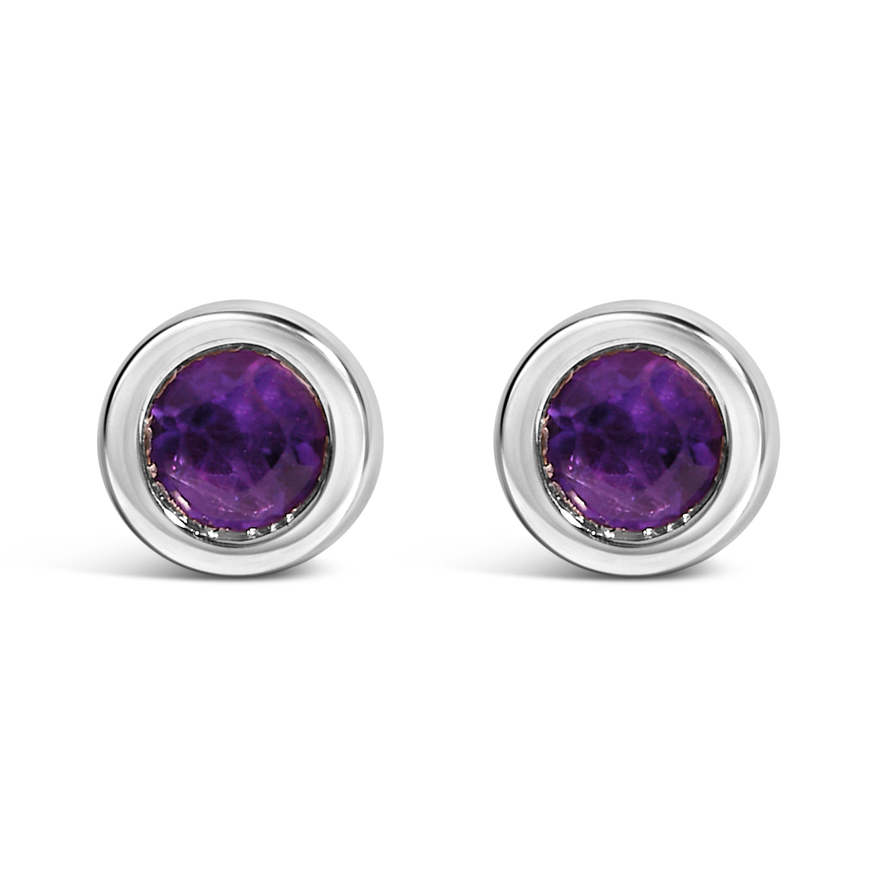 Sterling silver purple amethyst stud earrings