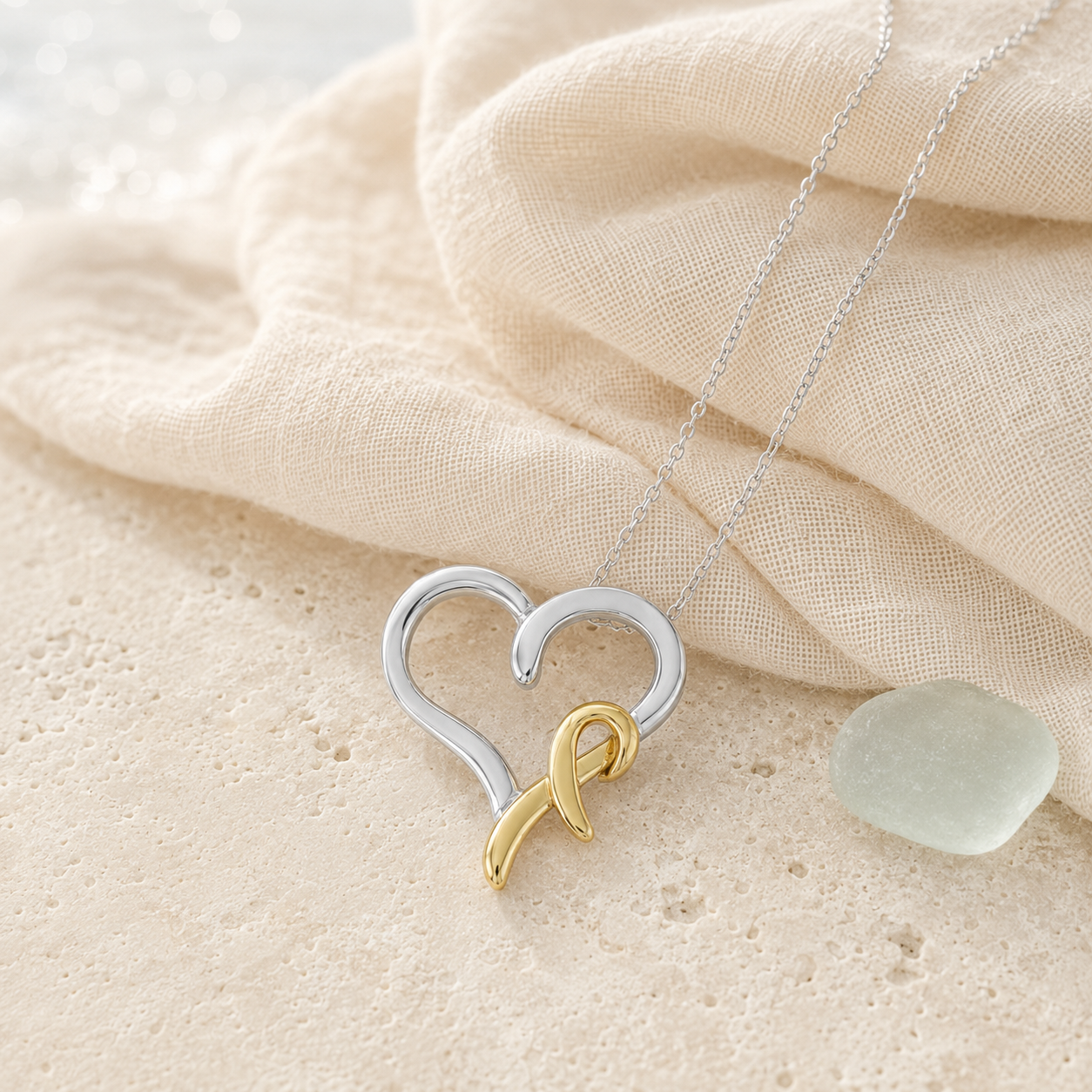 Sterling silver and gold two-tone heart necklace in coastal styling
