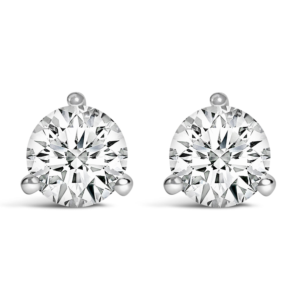 14K white gold lab-grown diamond stud earrings