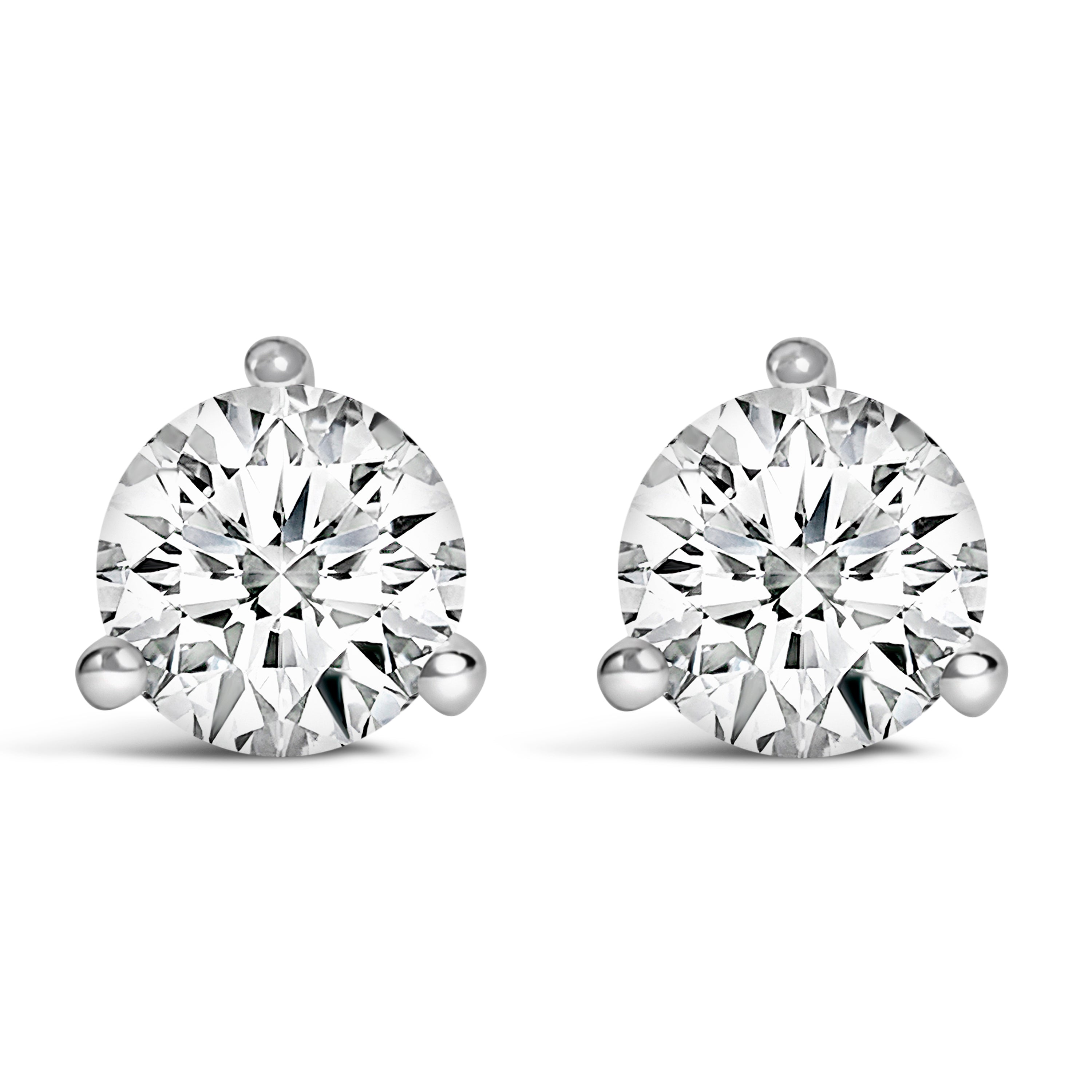 14K white gold lab-grown diamond stud earrings